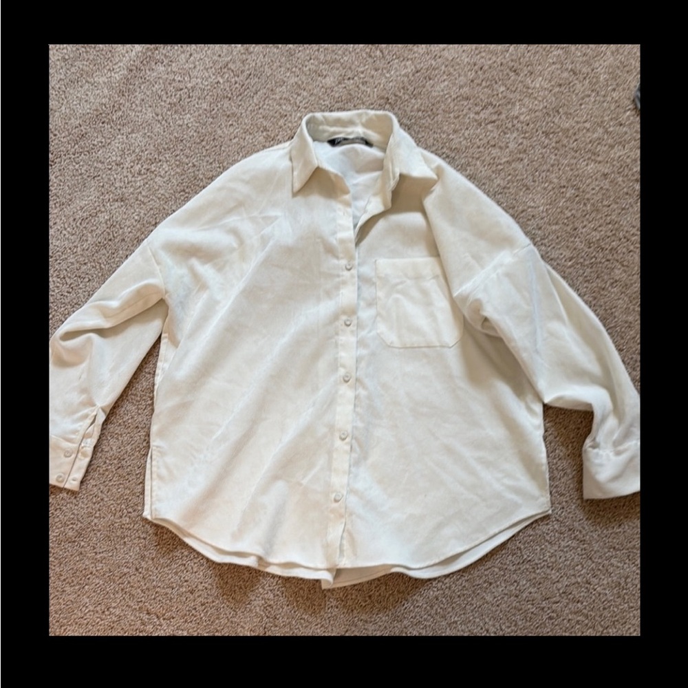 Zara cream white oversized boyfriend shirt M